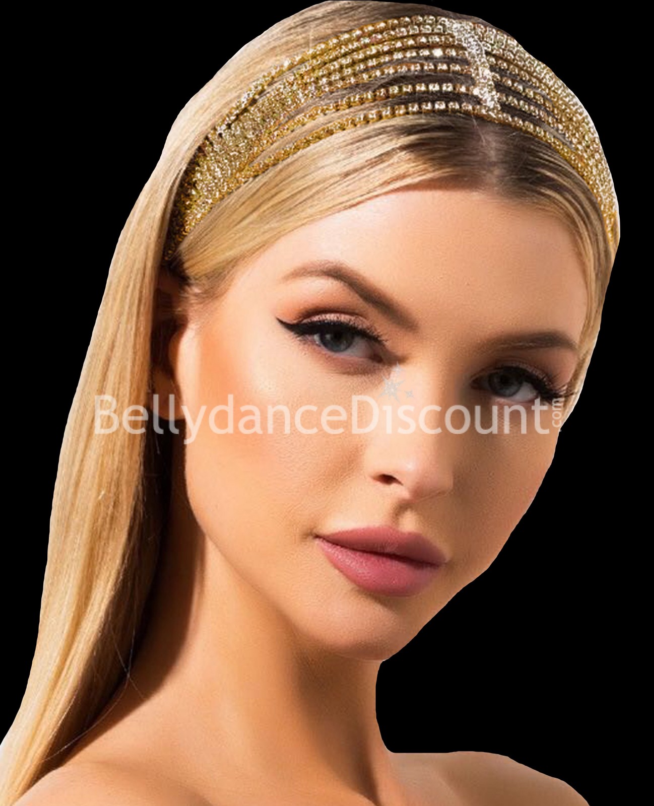 Headband with gold rhinestones