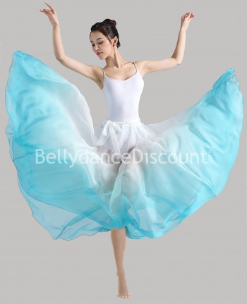 Jupe fluide de danse blanc turquoise