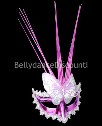 Maschera veneziana luminosa viola