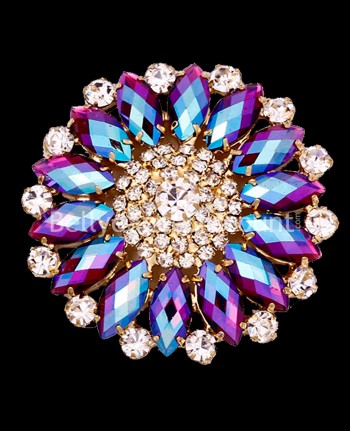 Dark purple flower pattern rhinestones applique