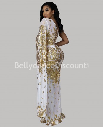 Long white and gold dance...