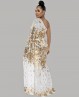 Robe longue de danse orientale blanche et or