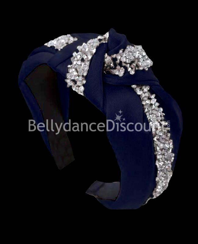 Deep blue headband with rhinestones