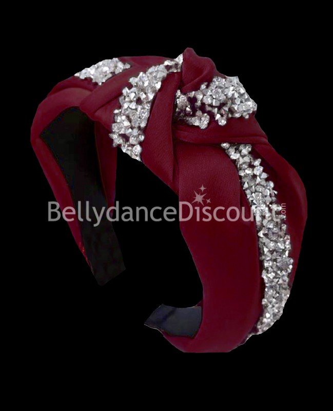 Burgundy headband with rhinestones