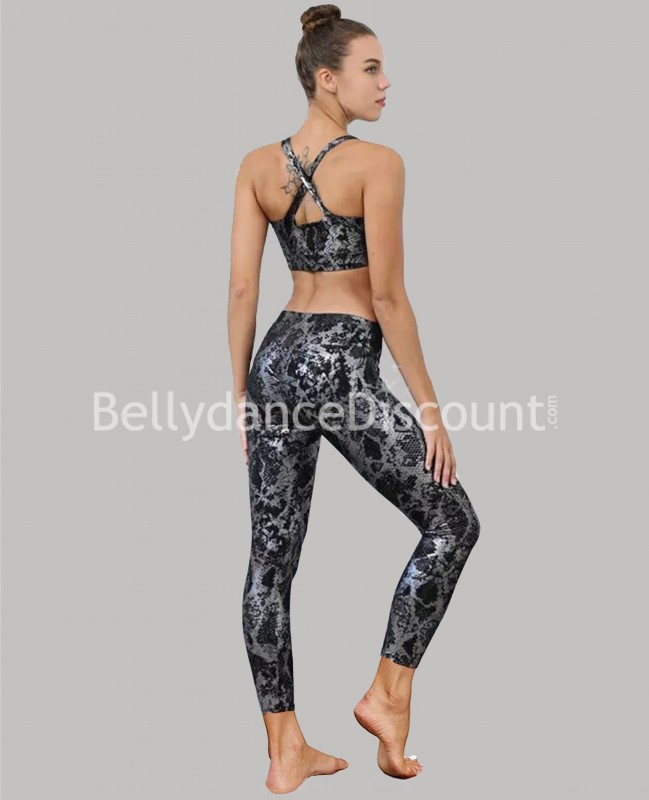 Silver black dance workout leggings