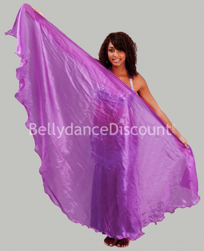 Oriental dance half-moon veil in purple organza