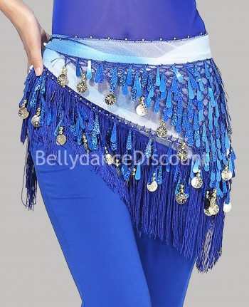 Pañuelo oriental con flecos azul oscuro