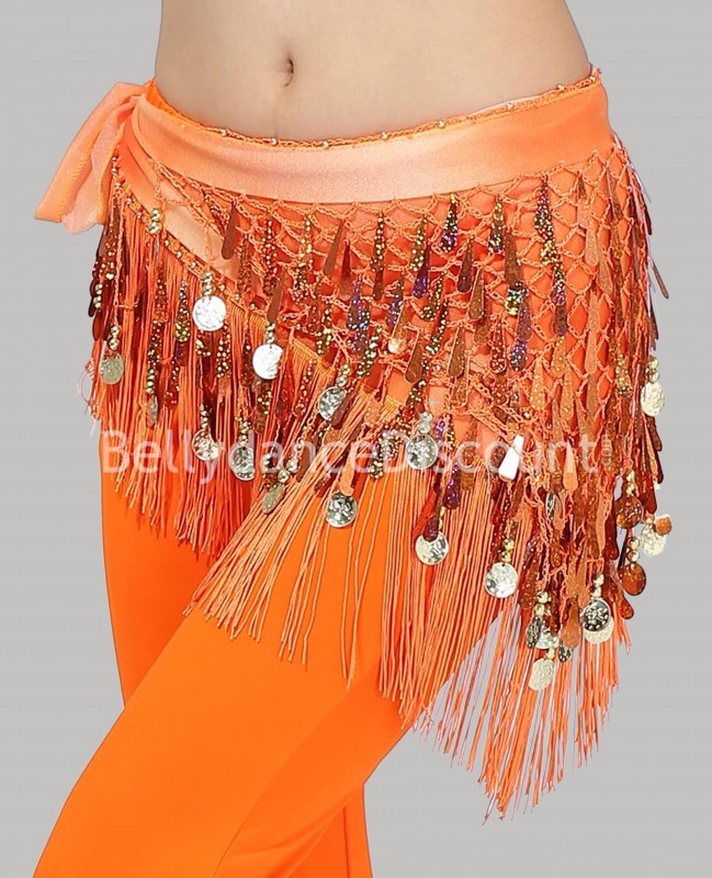 Foulard orientale con frange arancione