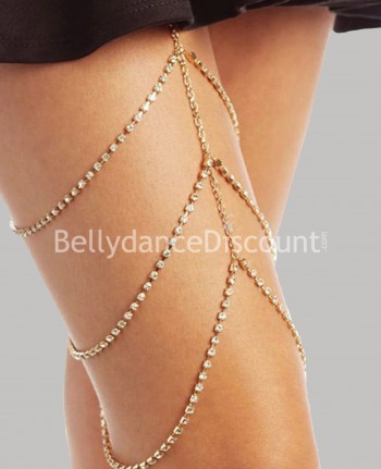 Gioiello per gamba dorato con strass
