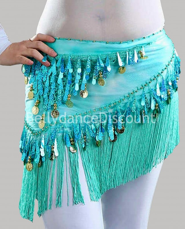 Foulard oriental à franges bleu turquoise