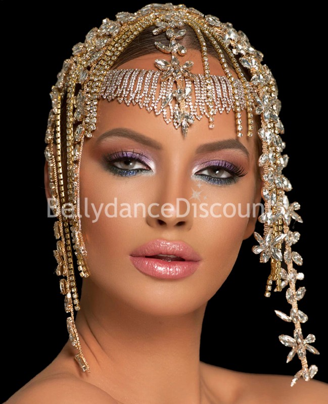 Bijou de tête doré à strass