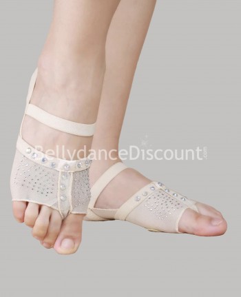 Salvapiedi di danza color carne con strass