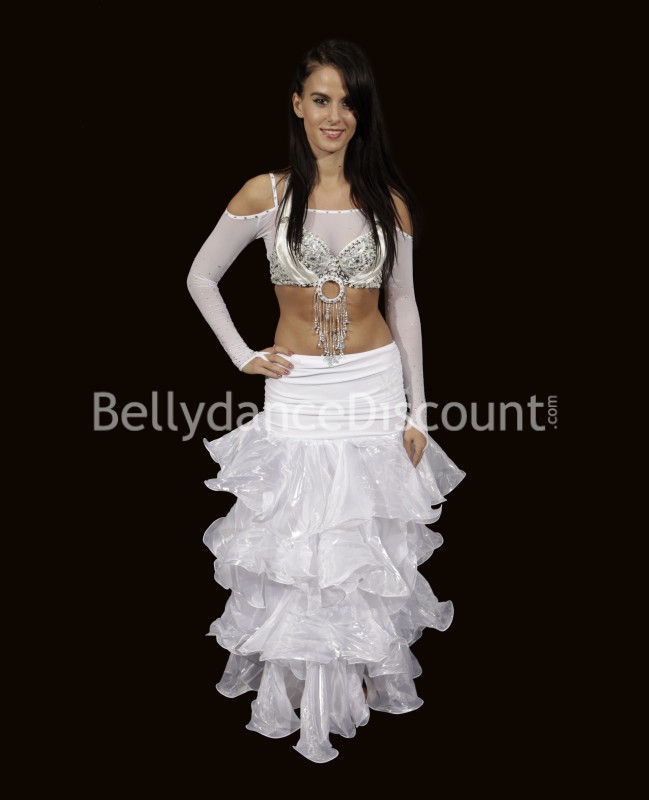 Top de danza blanco redecilla y brillantes