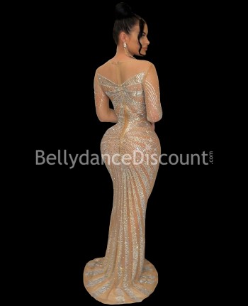 Long see-through beige...