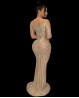 Long see-through beige dance dress with rhinestones