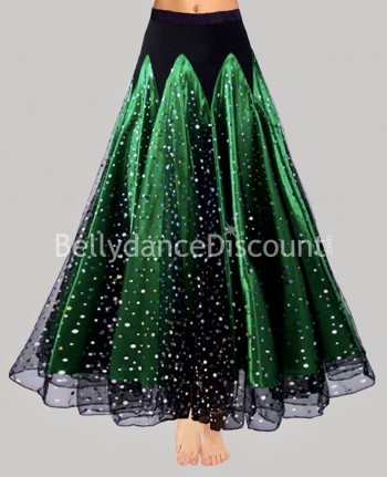 Jupe de danse pailletée satin vert