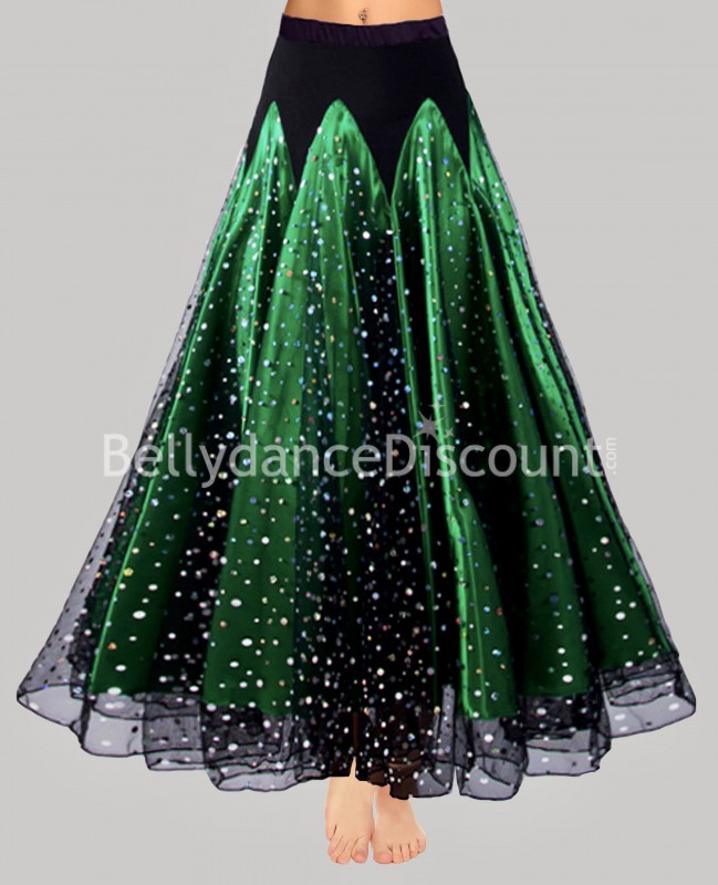 Jupe de danse pailletée satin vert