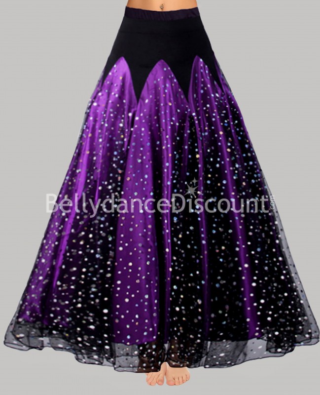 Jupe de danse pailletée satin violet