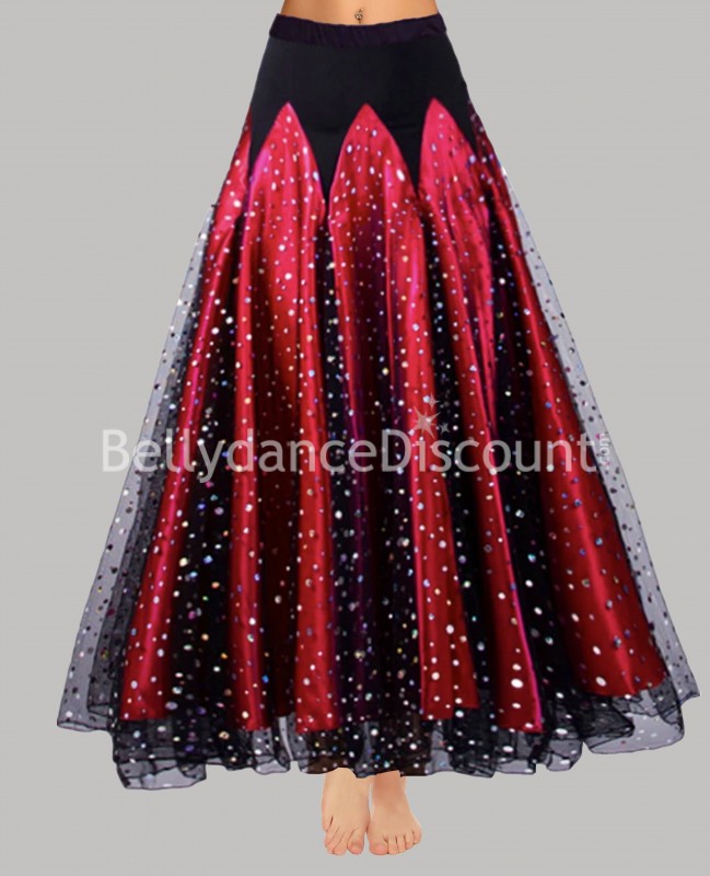 Gonna di danza con paillettes raso rossa