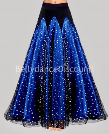 Midnight blue sequined satin dance skirt