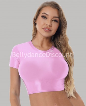 Top baile lycra satinada rosa
