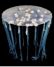 Sombrilla con flores y cintas azules