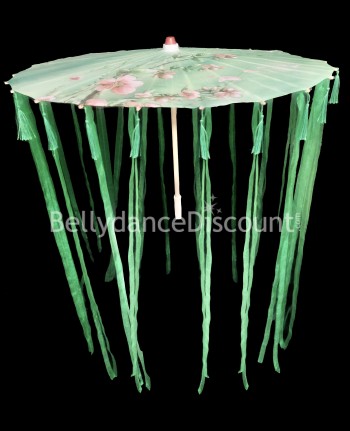 Ombrelle fleurs et rubans vert