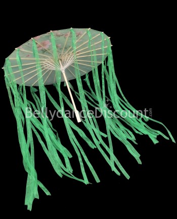 Umbrella with flowers and green ribbons