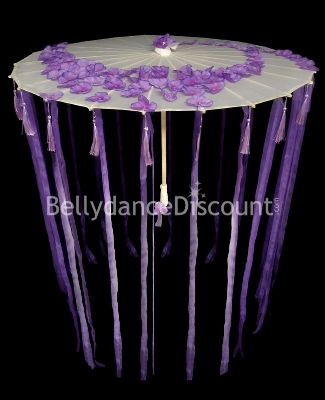 Ombrelle fleurs et rubans violet
