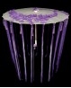 Sombrilla con flores y cintas moradas