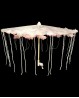 Umbrella with white powder pink flowers and pearls