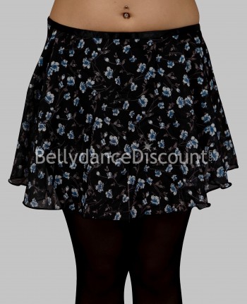 Chiffon flowery short black dance skirt