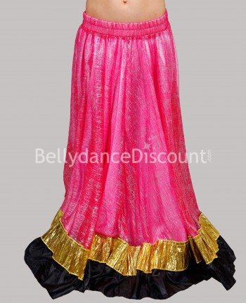 Falda de danza oriental y Bollywood fucsia para niña