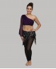 Top di danza del ventre 1 manica con strass viola