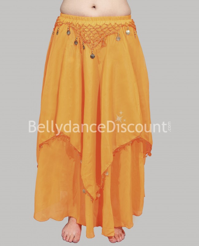 Orange belly dance skirt with lining