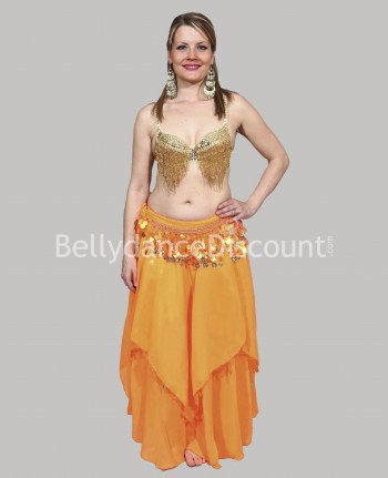 Orange belly dance skirt with lining