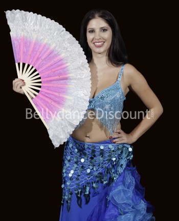 Large white-pink Bellydance fan