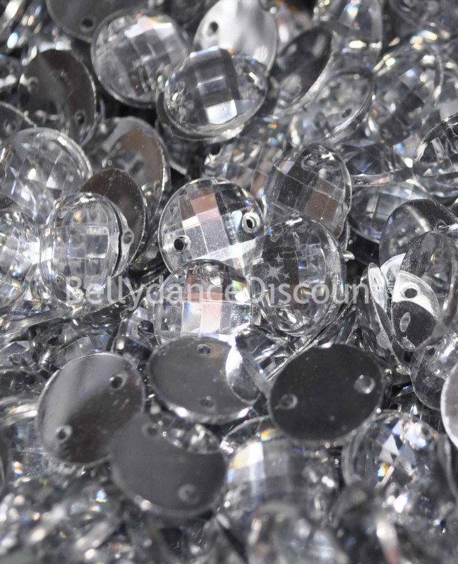 30 sew on rhinestones silver - Rounds