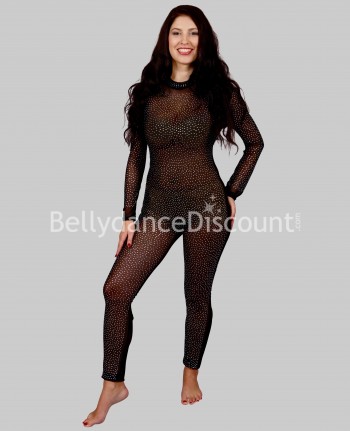 Transparent black suit decorated with strass