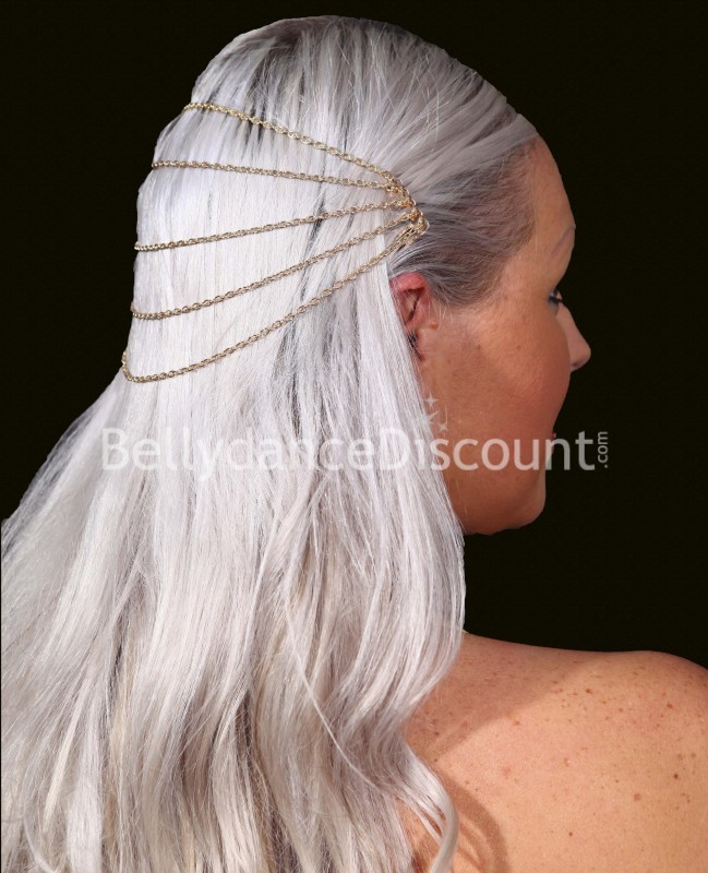 Ornement cheveux chaînettes dorées