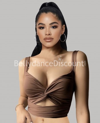 Top di danza con lacci marrone