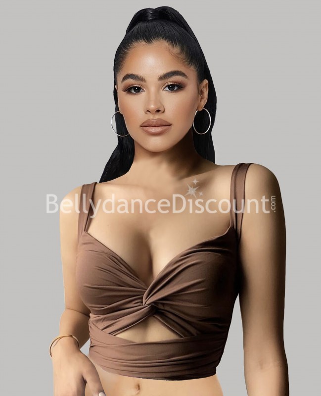 Top di danza con lacci marrone