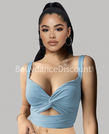 Sky blue strappy dance top