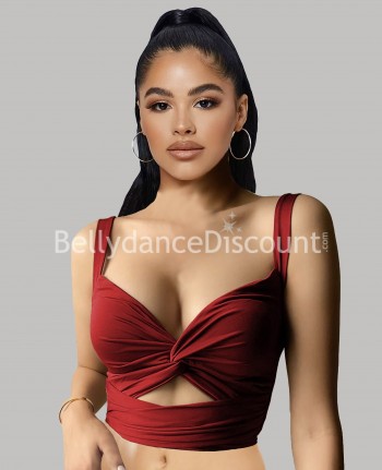 Top de baile tiras rojo burdeos