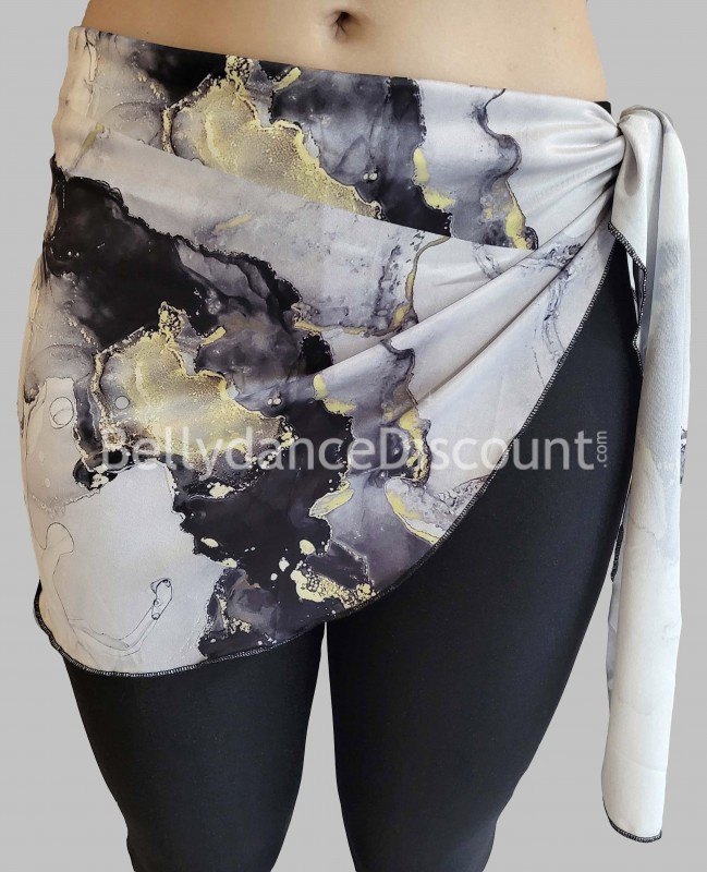 Foulard oriental noir imprimé éclats d’or