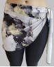 Printed black oriental scarf with gold sparkles
