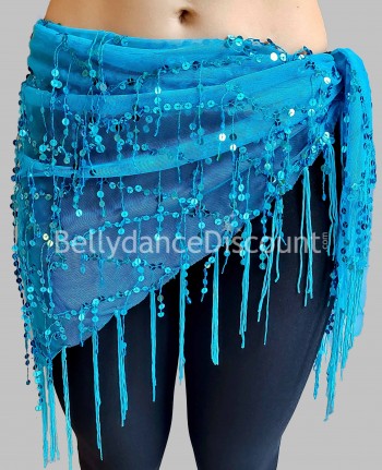 Foulard di danza del ventre brillante azzurro