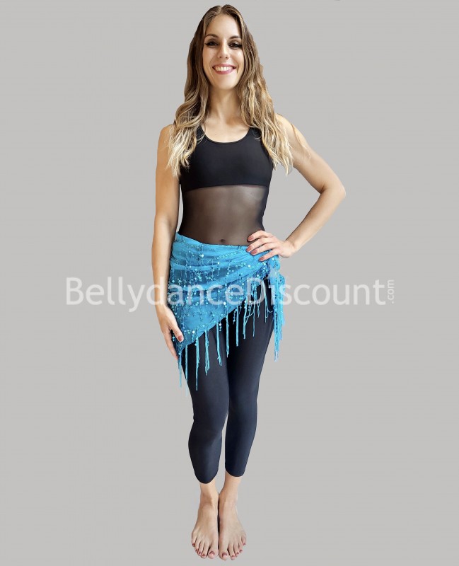 Sparkling light blue Bellydance scarf
