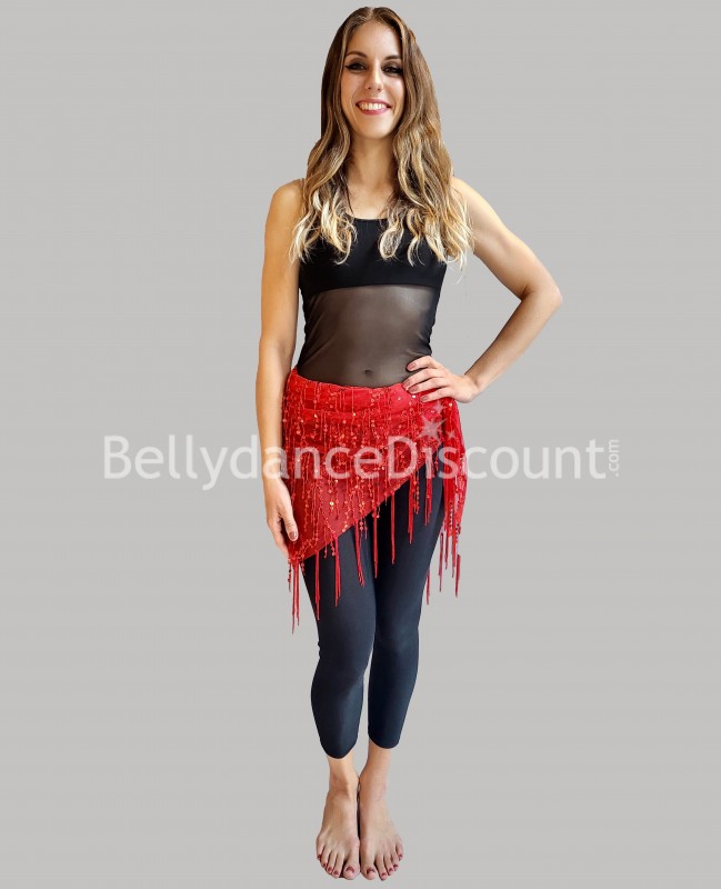 Foulard di danza del ventre brillante rosso