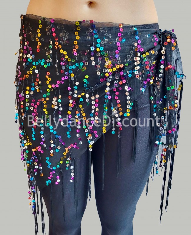 Foulard di danza del ventre brillante multicolore